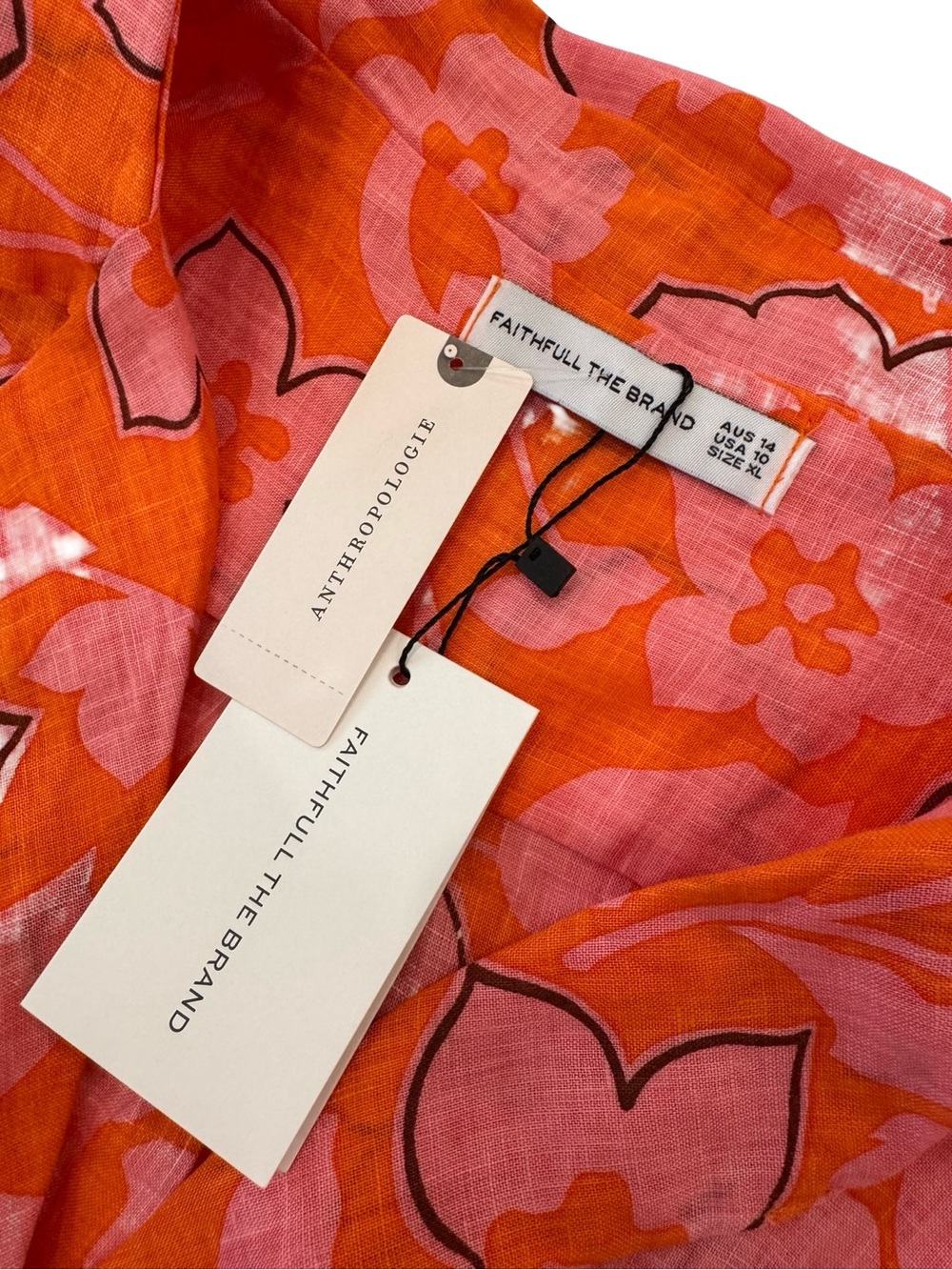Faithfull the Brand Orange and Pink Floral Button-Down Shirt - Picture 2 of 7